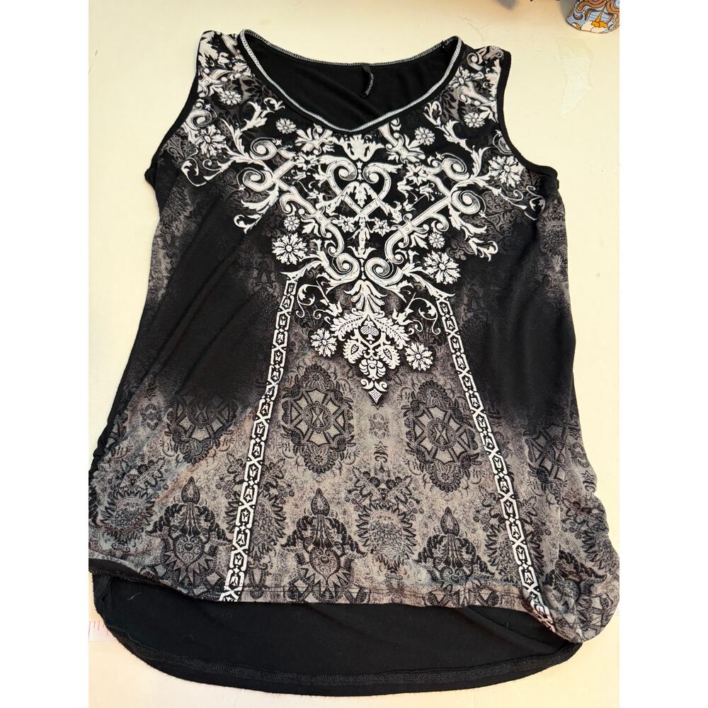 Skinny Minnie Tank Top M | Rockabilly Boho Western Coastal Cowgirl Ruched Bling